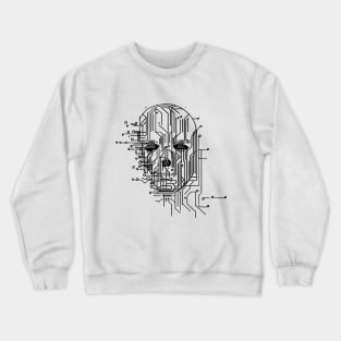 Retro Futuristic Sci-fi Microchip Portrait Crewneck Sweatshirt